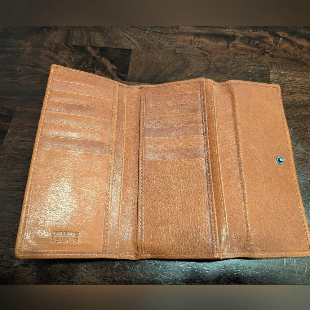Spikes And Sparrow Brooklyn Leather Wallet, Congac w/ Houndstooth Lining